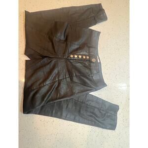 H&M BLACK SHINY PANTS BUTTON FLY WITH ANKLE ZIPPERS WOMENS SIZE 8